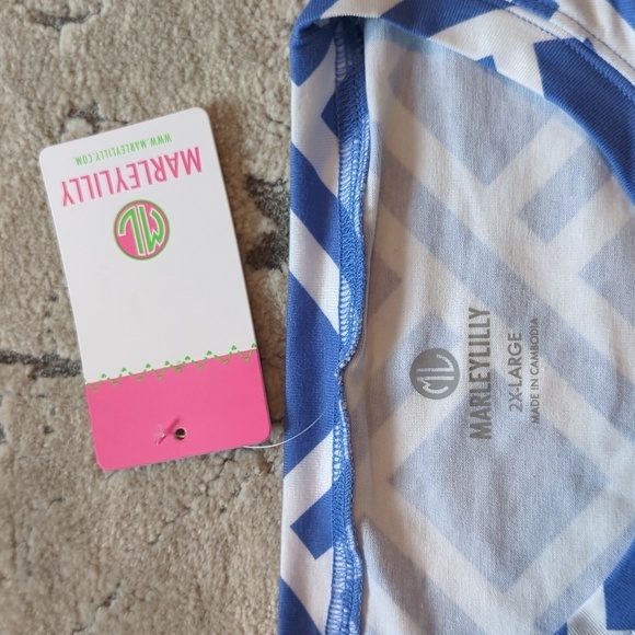 Marleylilly Dress T-Shirt Style 2XL Blue Lattice - Picture 2 of 5